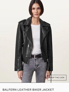 All saints Black Leather Biker Jacket - Women's